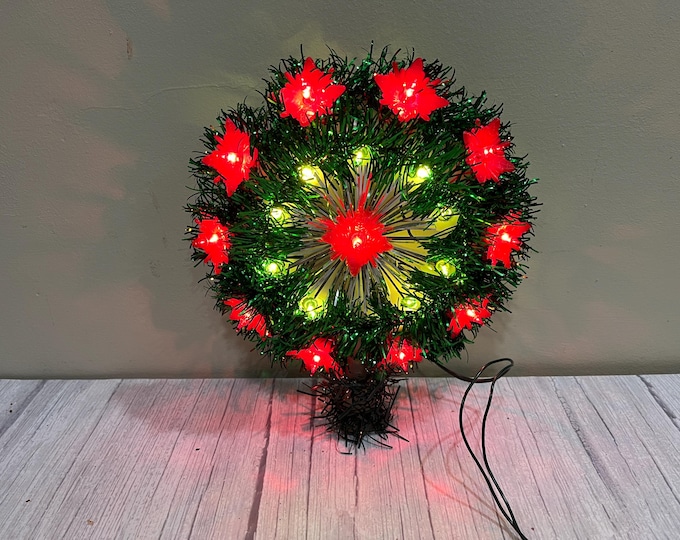 Vintage lighted tree topper with lighted Poinsettias