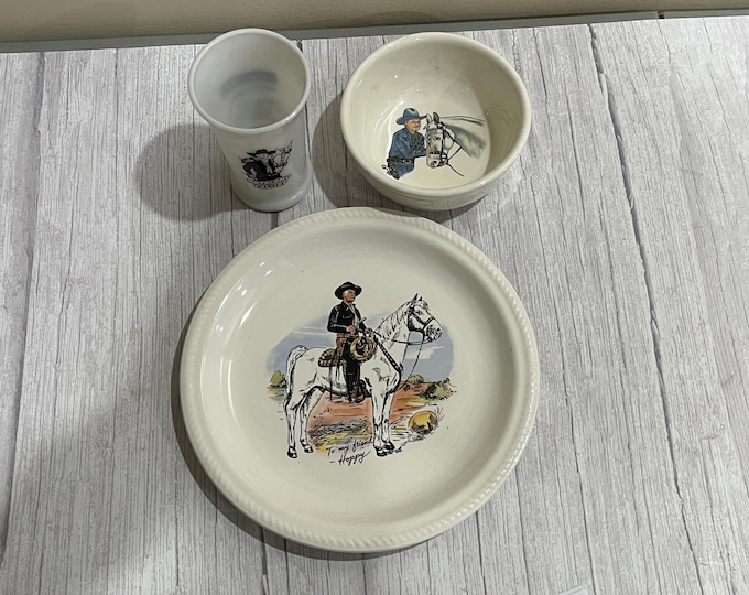 1950's Hop-Along-Cassidy 3-piece dinner set