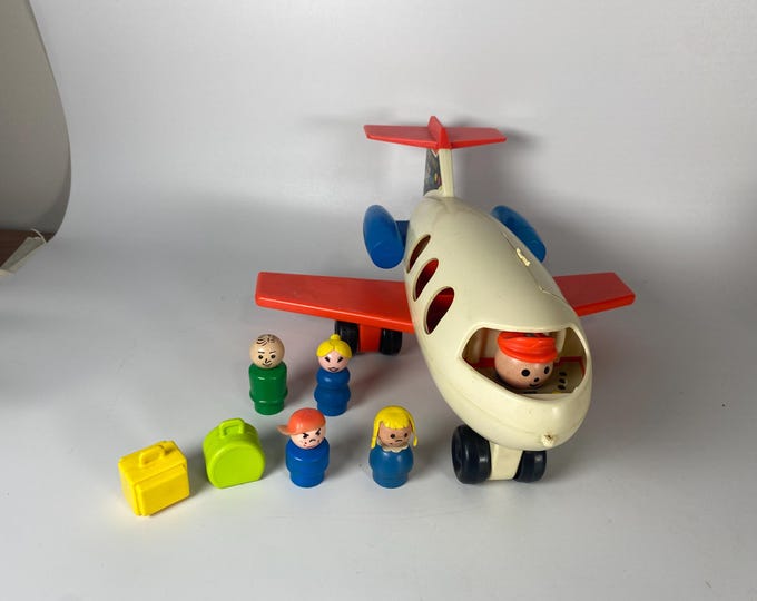 7 Piece Set 1970 Fisher Price Play Family Funjet Model #183 with Original Pieces!
