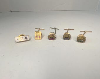 Vintage General Motors' Fisher Body Coach and  CPC 10K Gemstone Tie Tacks