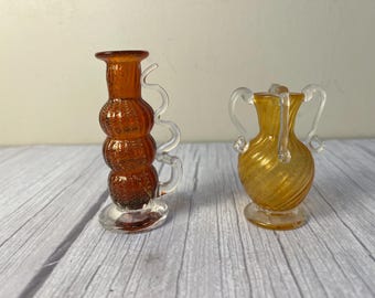 Choice of Ed Francis off center vase hand Blown Glass Miniature Vases