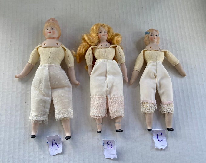 Choice of 3 Bisque Head, Arm & Legs with Cloth Body Dollhouse Size