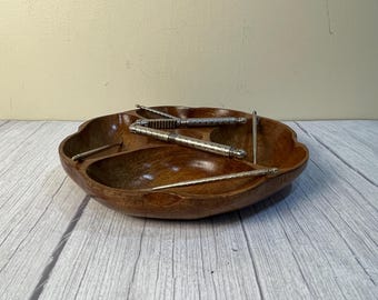 Vintage Alli Woods Honolulu 6-piece 4 section monkey wood nut bowl set