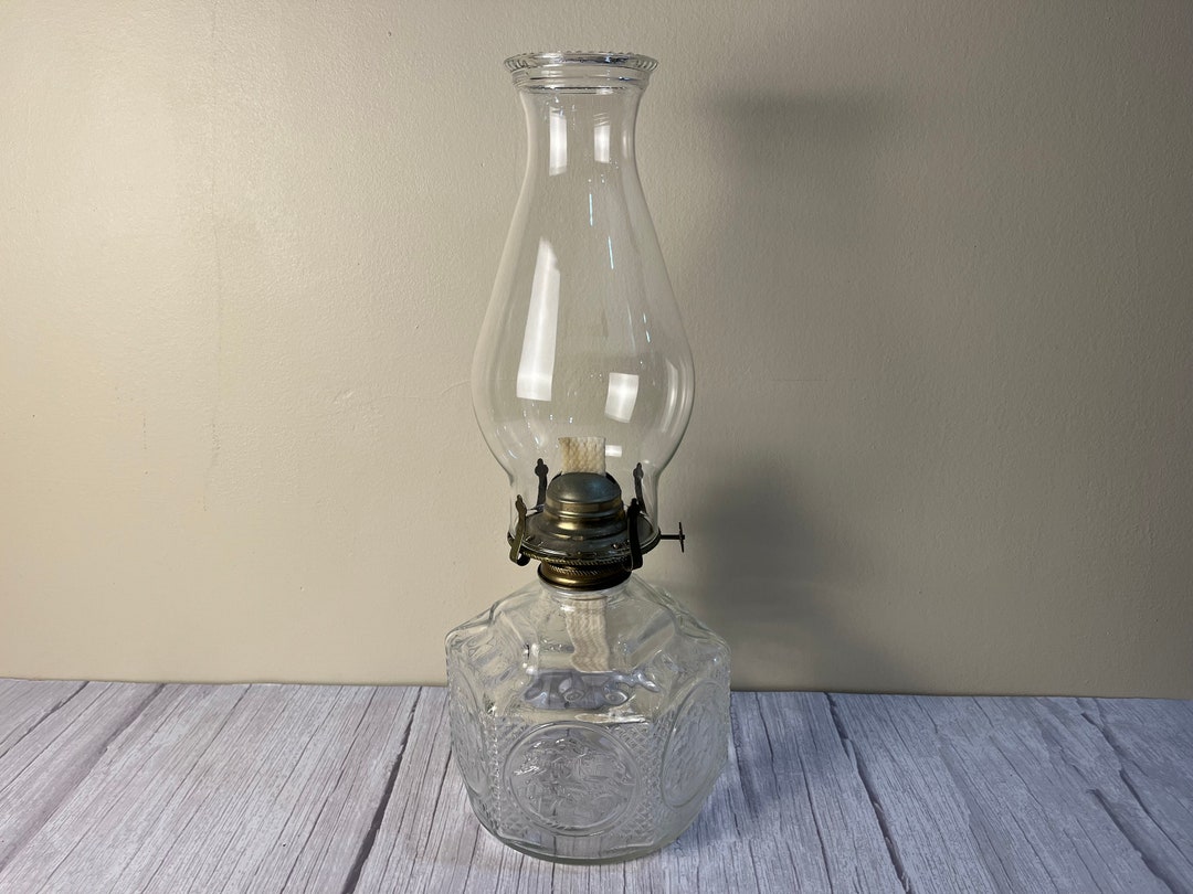 Lamplight Farms Horse and Buggy 6 Panel Oil Lamp With Chimeny and Wick