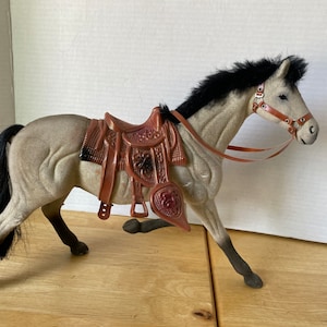 11" Tall Flocked Horse with Removable Decorative Saddle