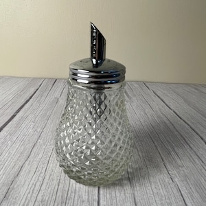 vintage diamond cut glass sugar dispenser