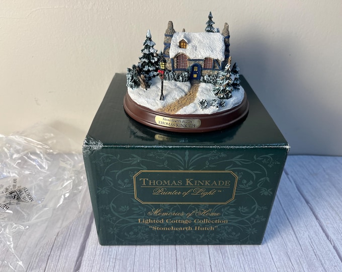 Thomas Kinkade lighted cottage "Stonehearth Hutch" in original box NOS