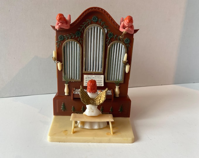 Vintage Organ with Angel Music Box Plays "Silent Night" with Original Box made by S S Kresge