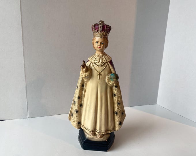 1940s  12" Infant Jesus of Prague Chalkware