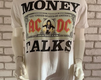 1990 vintage super rare ACDC tour tee shirt moneytalks