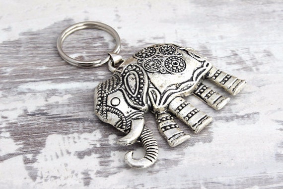 Initial Keychain with Chakra Inspirational Gifts Elephant Gifts for Women