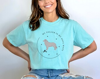 Mój Toller jest moją bratnią duszą Zabawny pies Komfort Kolory T-shirt Miłośnik psów Psia mama
