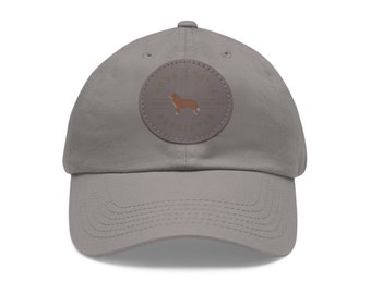 NSDTR Nova Scotia Duck Tolling Retriever prezent dla taty kapelusz ze skórzanym naszywką (okrągły) Kapelusz rasy