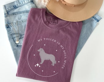 Mój Toller jest moją bratnią duszą Zabawny pies Komfort Kolory T-shirt Miłośnik psów Psia mama