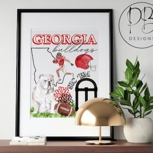 Georgia Wall Art | Printable Wall Art | Bulldog Wall Art | Dawg Wall Art | Instant Download | College Team Wall Art | Room Decor | Athens GA