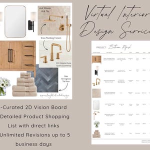 Interieurpakket | Moodboard voor de badkamer | Virtueel ontwerp | E-ontwerp | Moodboard interieur | Shopgids voor producten | Huisontwerp