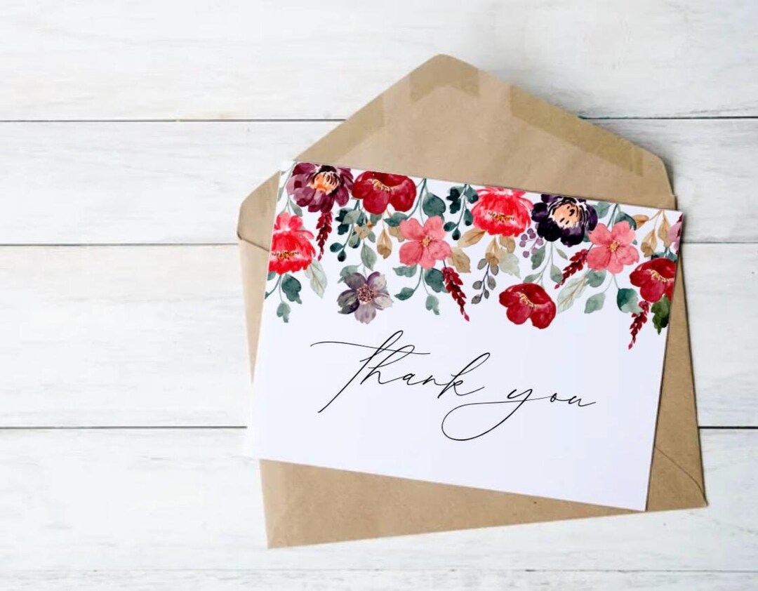 Thank You Card Floral Card Instant Download Printable Stationary ...