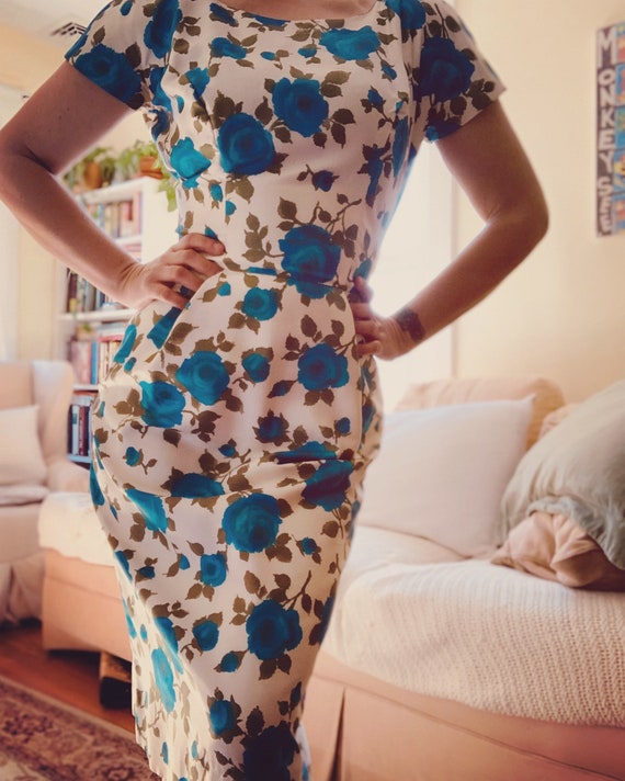 Beautiful dress with big blue flowers