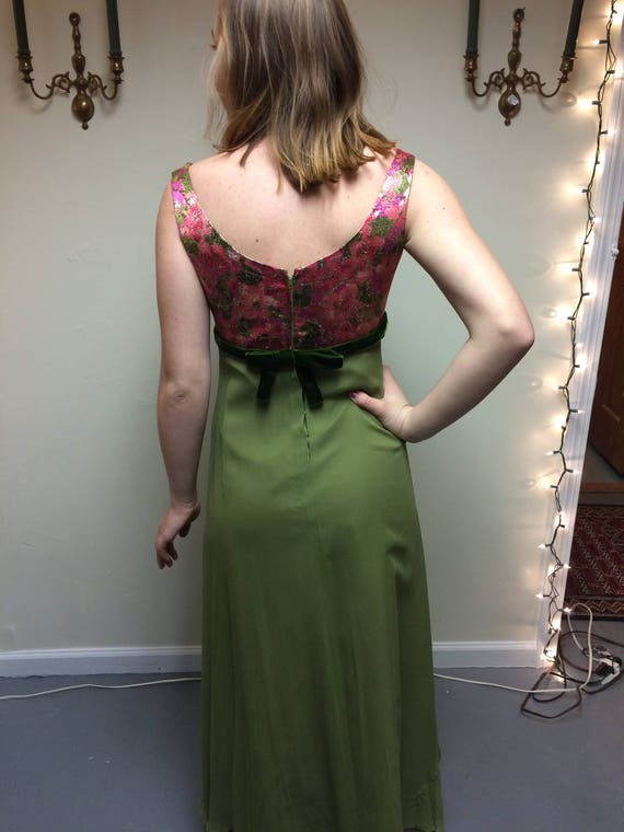 Floral green vintage dress - image 2