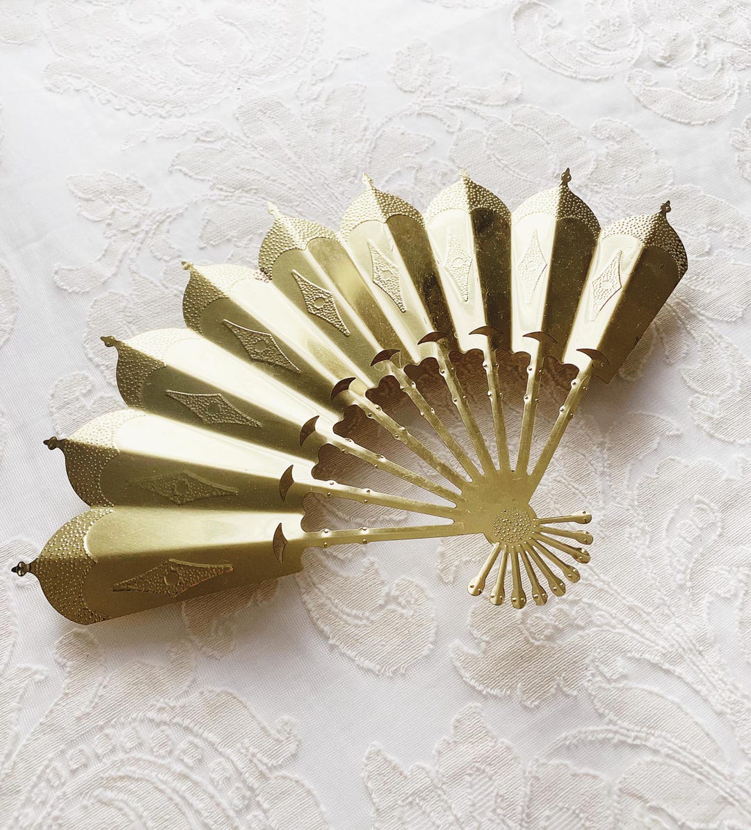Vintage Gold-toned Homco Metal Fan - Etsy