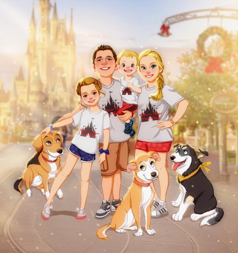 Disney Style Custom Disney Portrait from photo, Wedding, Valentines's day gift, Unique Digital Gift For New Couples, Anniversary Gift 画像 8