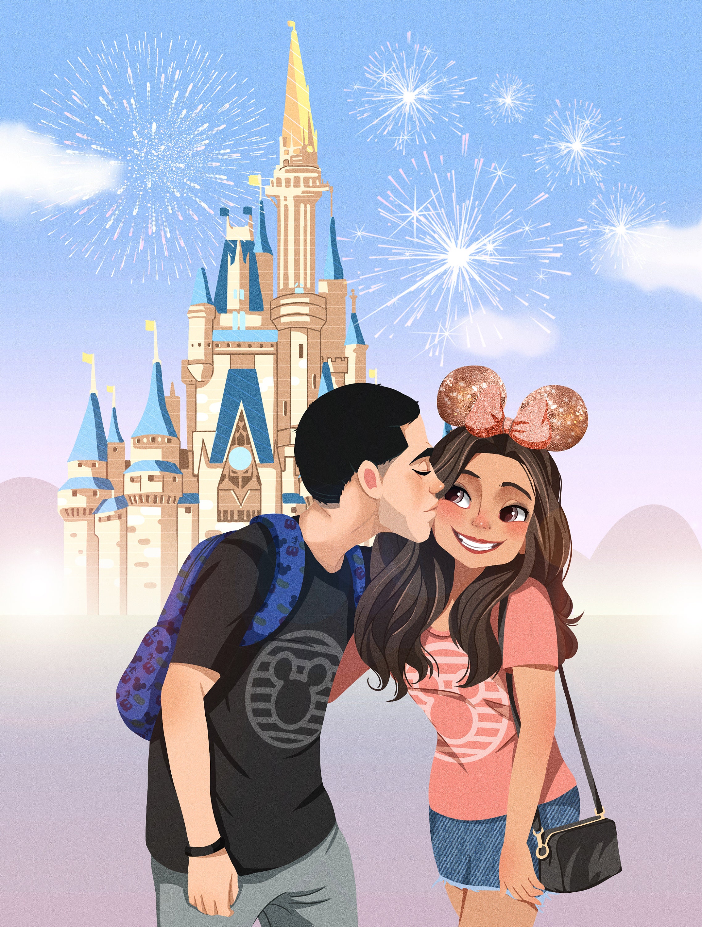 Disney Style disney Portrait, Cartoon Wedding Couple and Family Portrait,  Custom Disney Pet Commission, Disney Gifts, Disney Portrait 