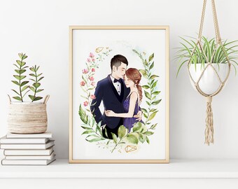 Cute Style |  Couple Portrait, Couple Illustration, Personalised Wedding Gift, Custom Wedding Portrait, Anniversary Gift, Digital, Pets