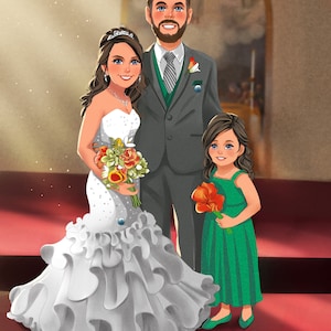 Disney Style CUSTOM Portrait from Photo, Wedding Couple Cartoon Illustration, Personalized Digital Gift, Valentine's day gift image 3