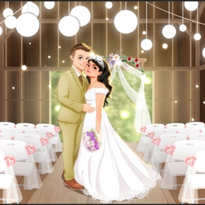 Disney Style Custom Disney Portrait from photo, Wedding, Valentines's day gift, Unique Digital Gift For New Couples, Anniversary Gift 画像 4