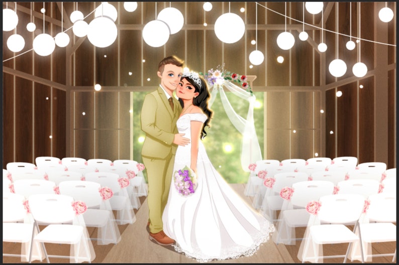 Disney Style Custom Disney Portrait from photo, Wedding, Valentines's day gift, Unique Digital Gift For New Couples, Anniversary Gift 画像 4