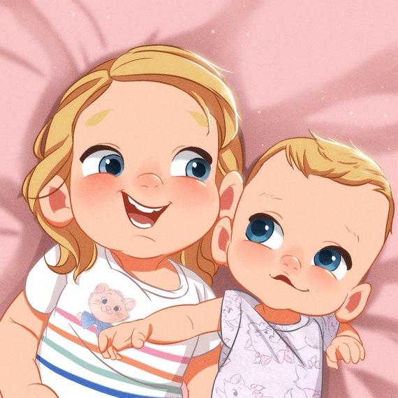 Disney Style Custom Disney Portrait Kids Disney Drawing Etsy
