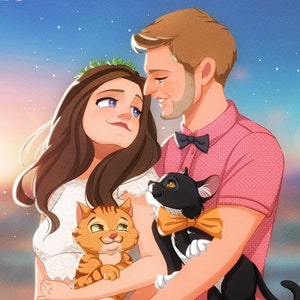 Disney Style | Custom Disney Portrait from photo, Wedding, Valentines's day gift, Unique Digital Gift For New Couples, Anniversary Gift