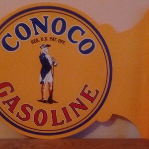 Conoco Flange Double Sided Sign Cabin Home Yard Garage Shop Farm Decor