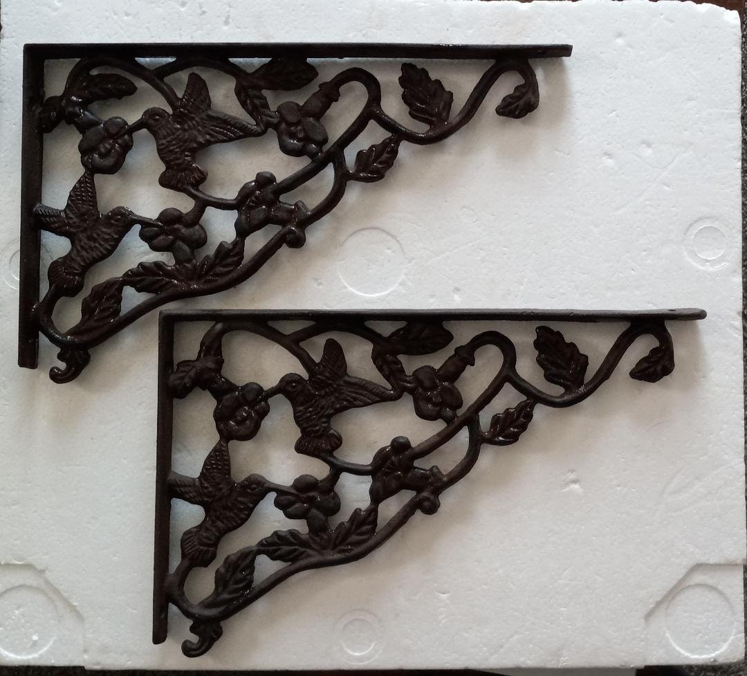 Hummingbird Shelf Brackets Cast Iron Home Office Gift Decor Etsy
