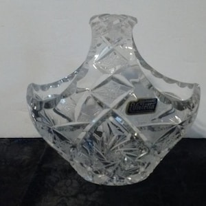 Basket Lead Crystal Violetta Poland New Home Gift Collectible