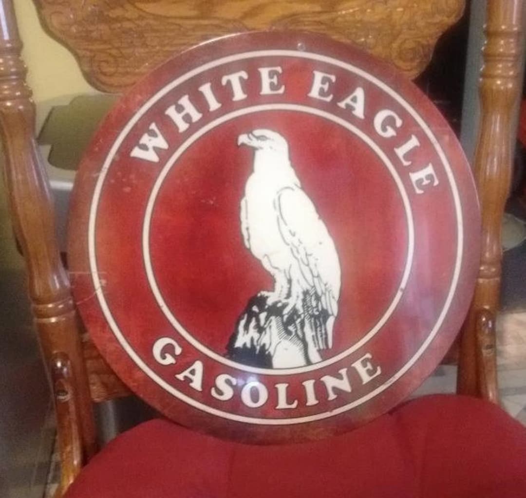 White Eagle Gasoline Sign 14 Inch Heavy Office Cabin Home Shop Farm ...