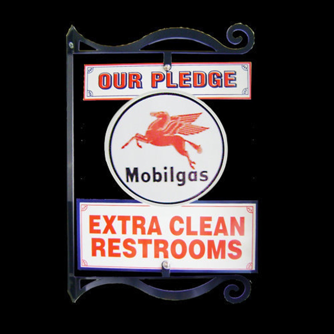 Mobilgas Extra Clean Restrooms Double Sided Flange Sign Cabin Etsy