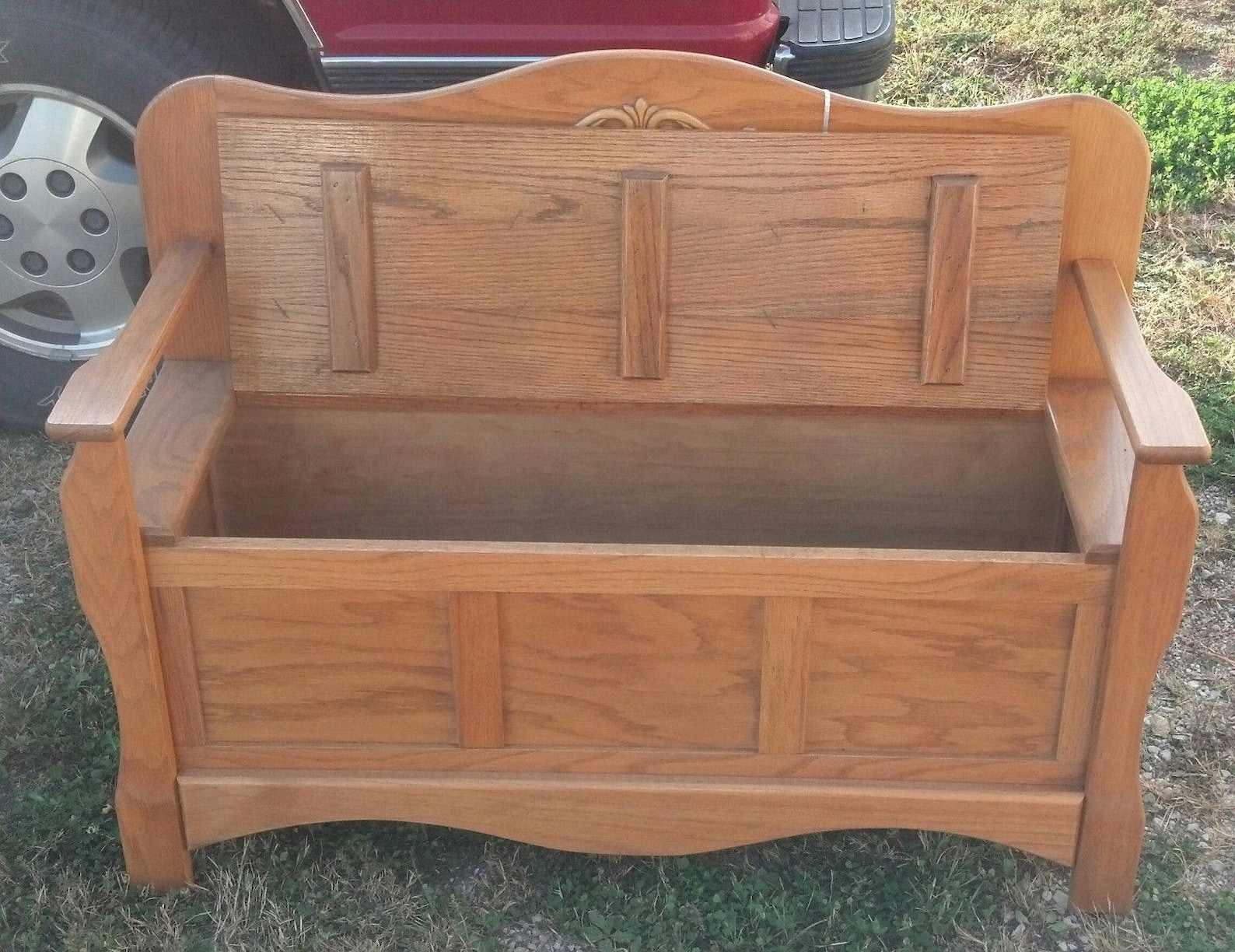 New Solid Oak Deacon Bench Storage Hand Made Cabin Entry Way Etsy