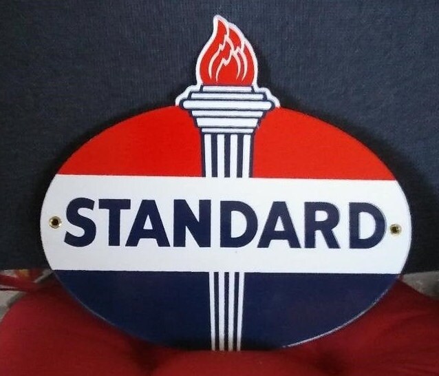 Standard Torch Porcelain Sign Single Sided Gas Station Cabin Etsy
