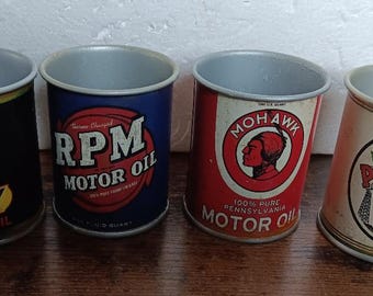 Oil Cans Mini FOUR  Empty  Home Office Garage  Decor
