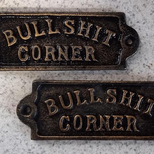 BS CORNER Signs Cast Iron Pair Home Collectible Shop