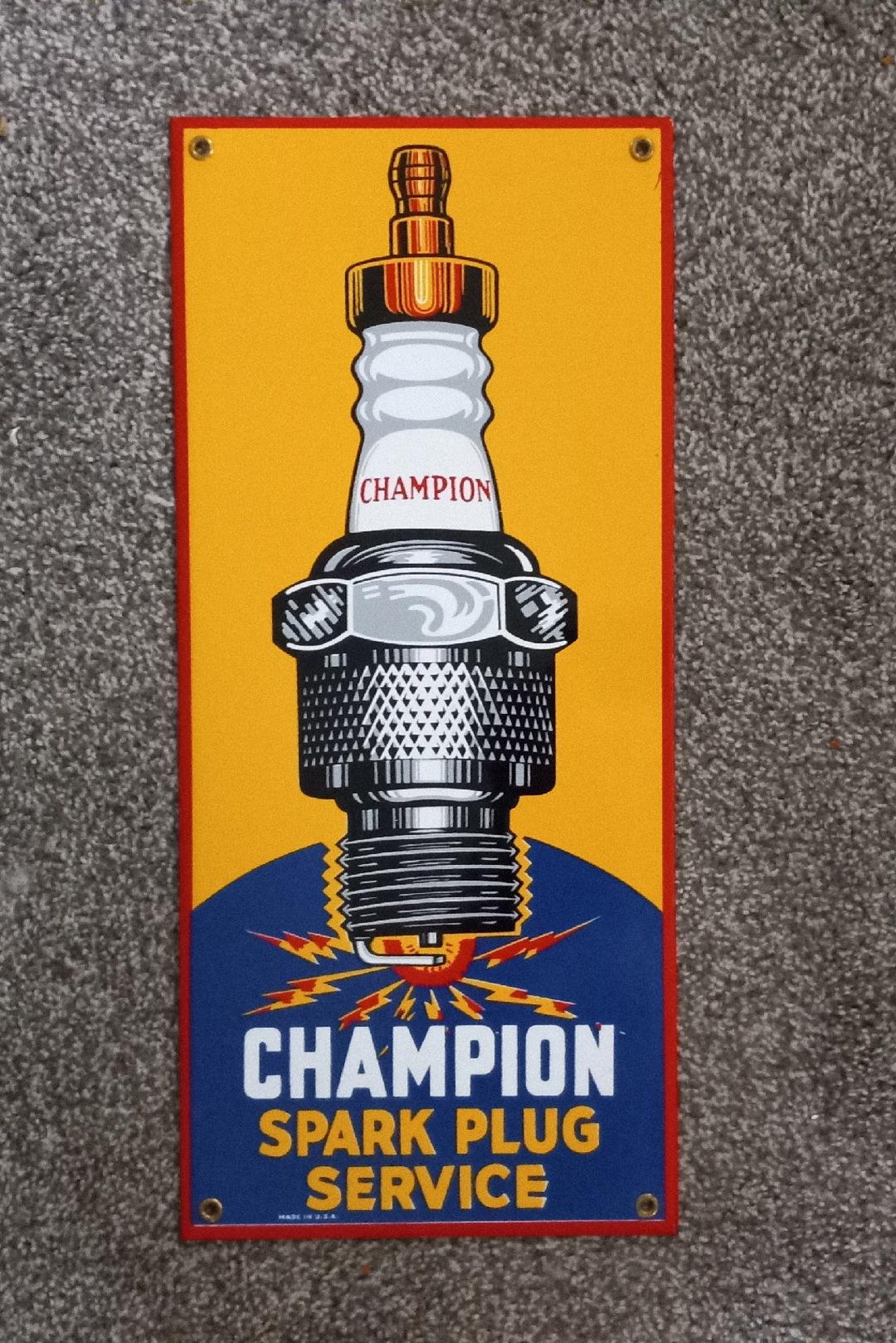 Champion Spark Plugs Porcelain Sign Single Sided Gas Station Etsy