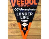 Veedol Heavy Steel Sign Longer Life 31 quot Cabin Home Garage Shop Farm Barn Decor