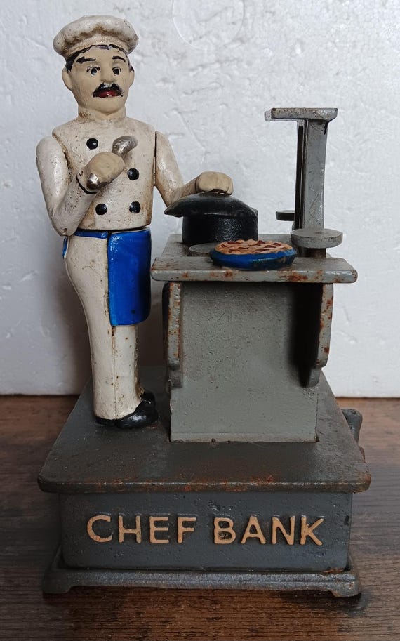 Chef Mechanische Bank Gusseisen Home Sammler Shop