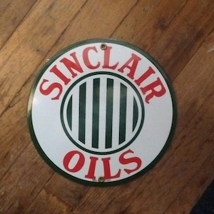 Letrero de Sinclair Oils con revestimiento de porcelana para decoración de garajes y tiendas