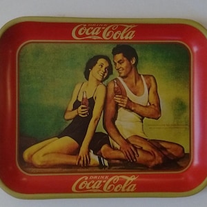 Bandeja de Coca Cola Maureen O&#39;Sullivan Johnny Weissmuller Coca Cola coleccionable