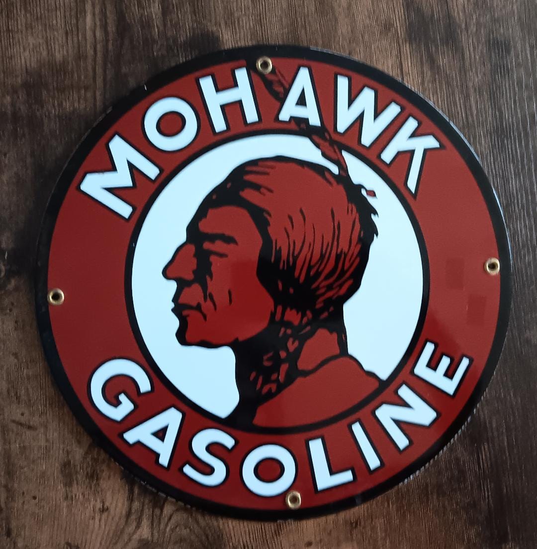 Mohawk Gasoline Porcelain Sign Shop Home Office Garage Wall Decor