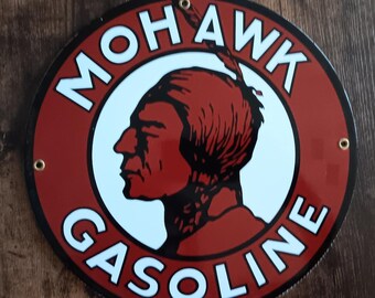 Mohawk Gasoline Porcelain Sign Shop Home Office Garage Wall Decor