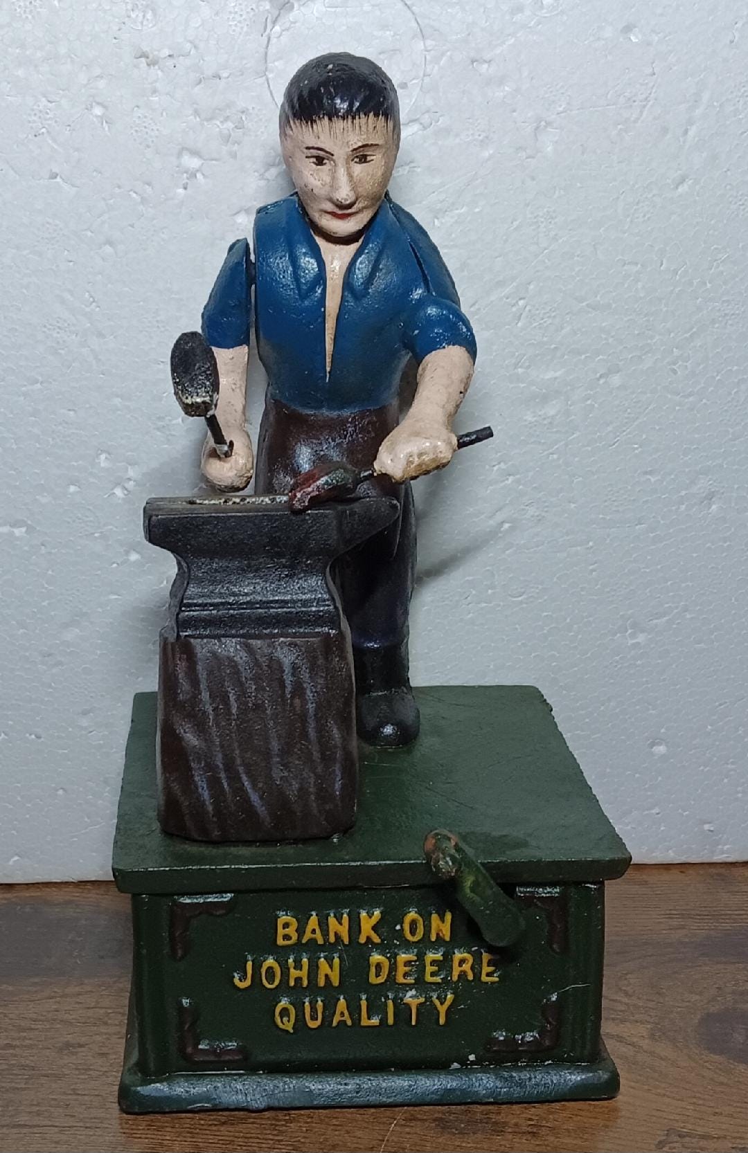 John Deere Anvil Mechanical Bank Cast Iron Home Collectible Shop Decor ...