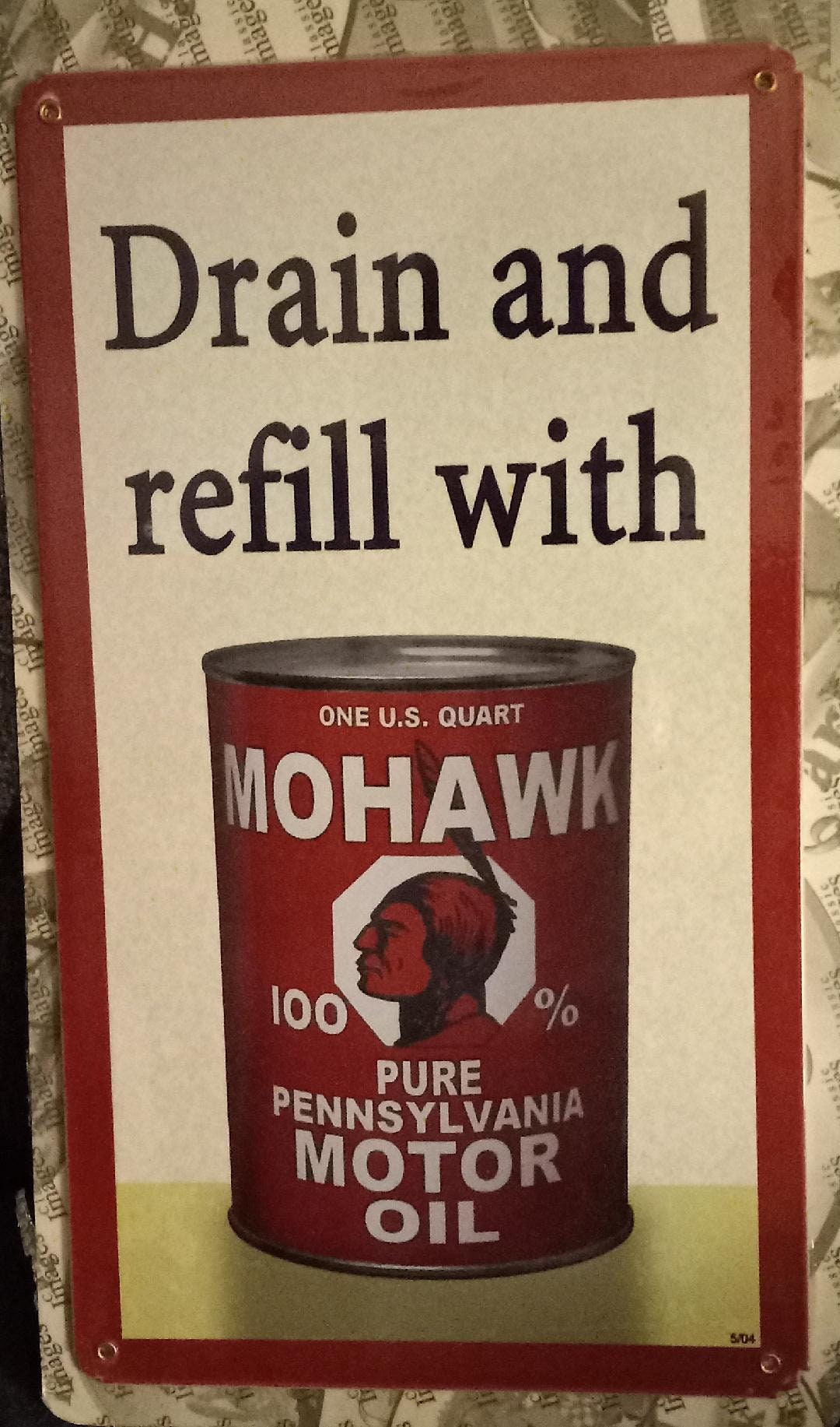 Mohawk Motor Oil Metal Sign Garage Home Wall Decor - Etsy